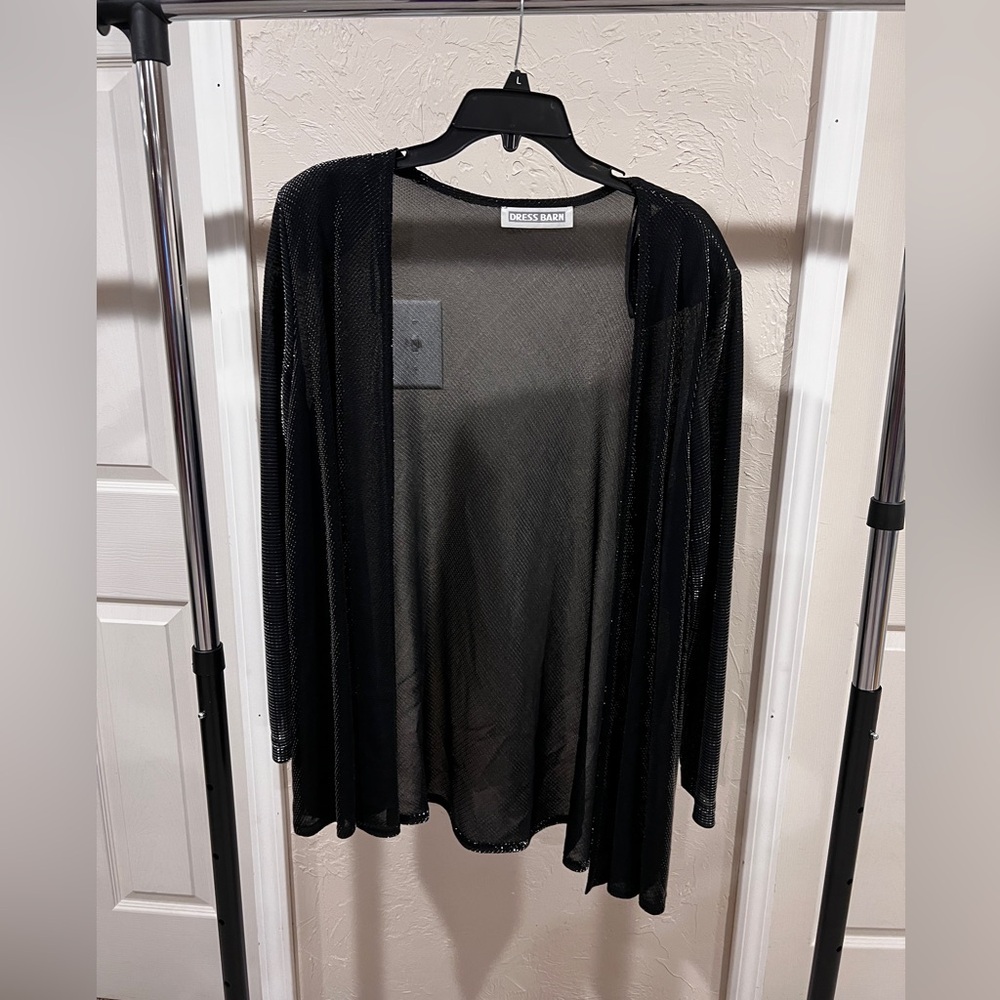 Elegant Black with silver shimmer see through Cardigan